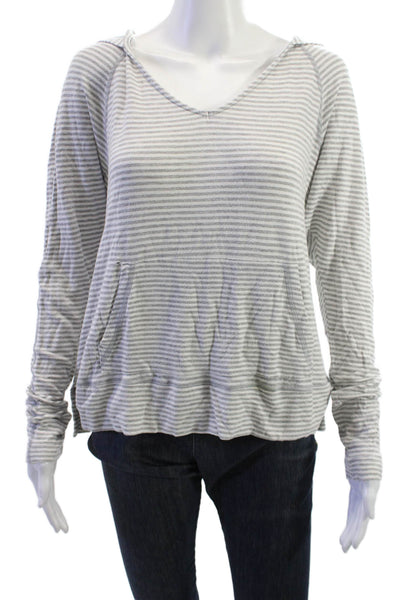 Beyond Yoga Womens Pullover Hoodie Gray Striped Long Sleeve Size M