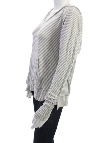 Beyond Yoga Womens Pullover Hoodie Gray Striped Long Sleeve Size M