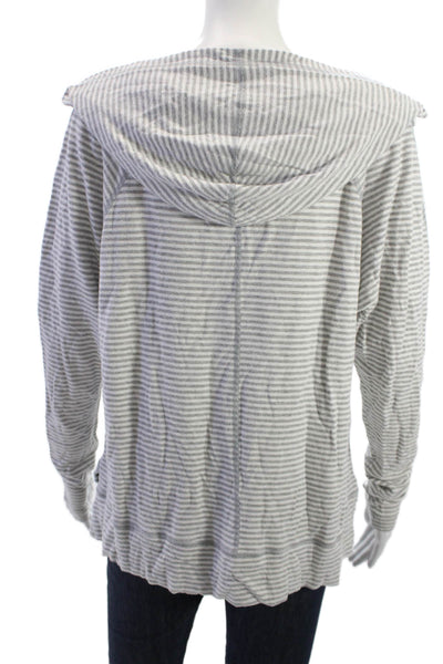 Beyond Yoga Womens Pullover Hoodie Gray Striped Long Sleeve Size M