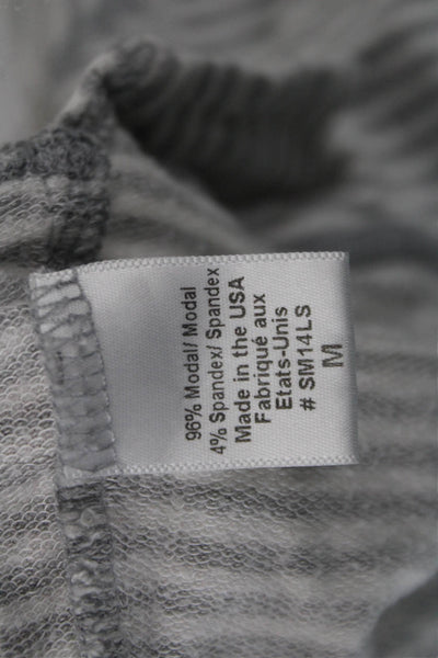 Beyond Yoga Womens Pullover Hoodie Gray Striped Long Sleeve Size M