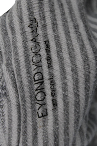 Beyond Yoga Womens Pullover Hoodie Gray Striped Long Sleeve Size M