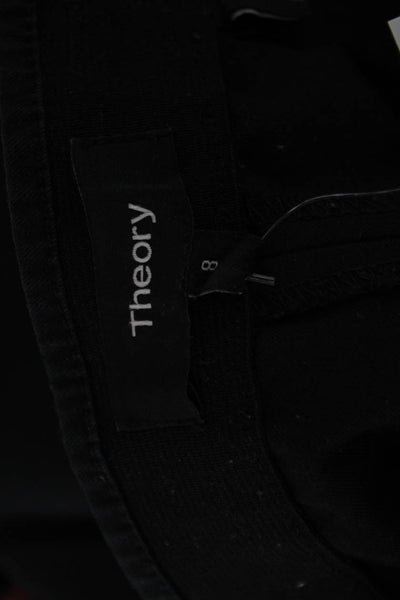 Theory Womens Black Cropped Ankle Pants Zip Closure Size 8