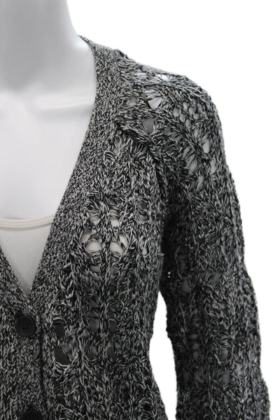 Elizabeth & James Unisex Cardigan Black Cotton V Neck Button Long Sleeve Size S