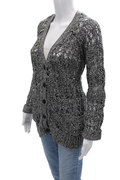 Elizabeth & James Unisex Cardigan Black Cotton V Neck Button Long Sleeve Size S