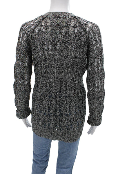 Elizabeth & James Unisex Cardigan Black Cotton V Neck Button Long Sleeve Size S
