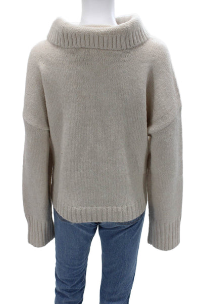 Dear John Unisex Pullover Sweater Beige Mock Neck Long Sleeve Angora Size M