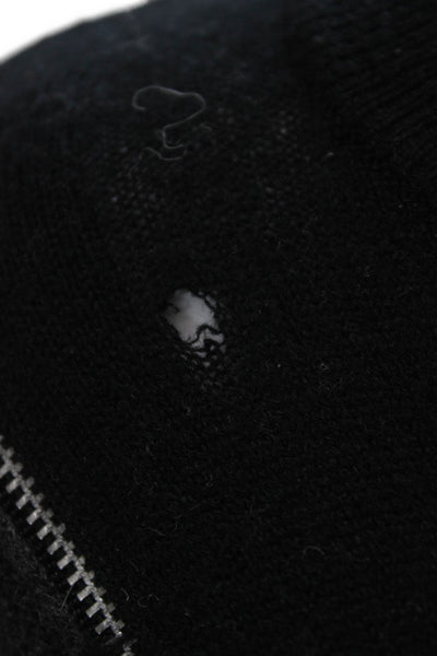 Autumn Cashmere Unisex Pullover Black 100% Cashmere Crewneck Zip Size S