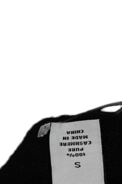 Autumn Cashmere Unisex Pullover Black 100% Cashmere Crewneck Zip Size S