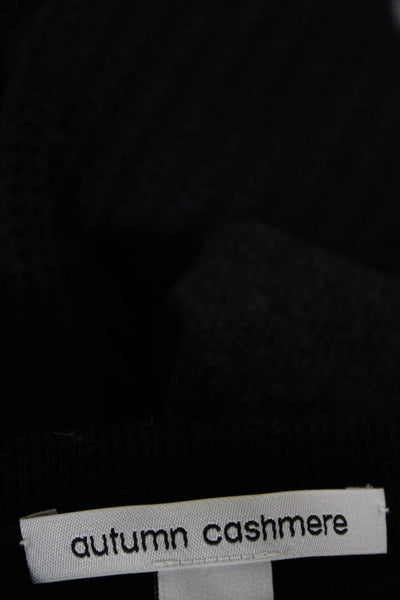 Autumn Cashmere Unisex Pullover Black 100% Cashmere Crewneck Zip Size S