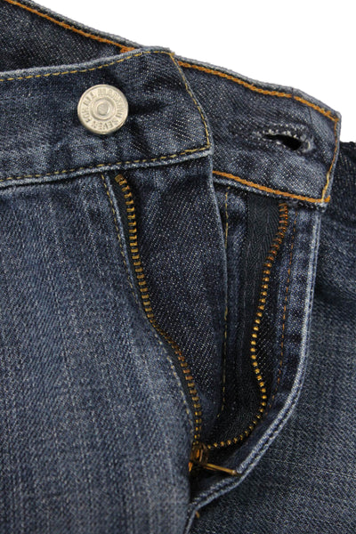 7 For All Mankind Mens Straight Jeans Dark Blue Button 100% Cotton Size 34