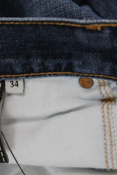 7 For All Mankind Mens Straight Jeans Dark Blue Button 100% Cotton Size 34