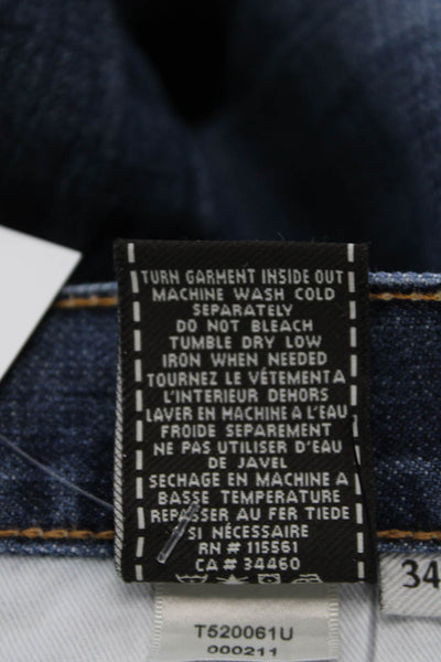 7 For All Mankind Mens Straight Jeans Dark Blue Button 100% Cotton Size 34