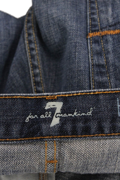 7 For All Mankind Mens Straight Jeans Dark Blue Button 100% Cotton Size 34