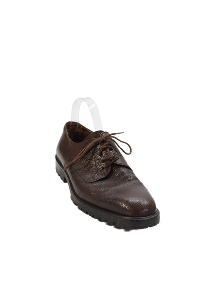 Joseph Abboud Mens Textured Leather Lace Up Oxford Shoes Brown Size 9D