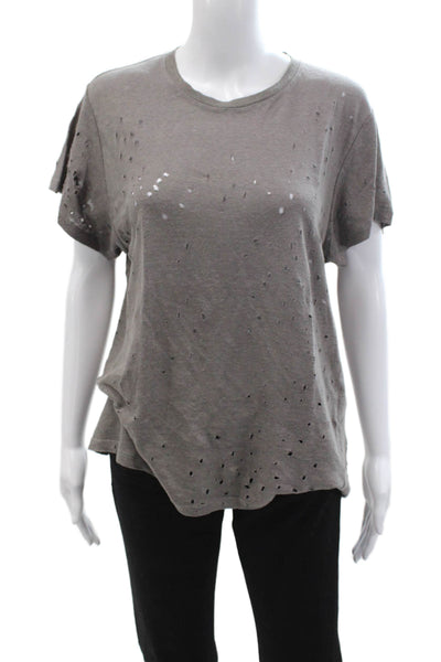 IRO Women Basic Gray Short Sleeve Crew Neck T-Shirt Nylon Spandex Size M