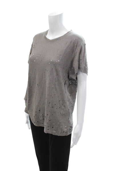 IRO Women Basic Gray Short Sleeve Crew Neck T-Shirt Nylon Spandex Size M