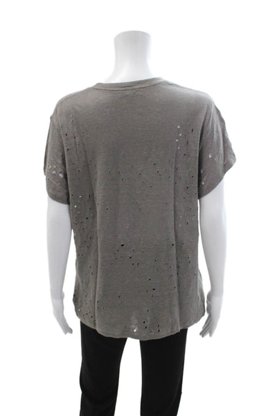 IRO Women Basic Gray Short Sleeve Crew Neck T-Shirt Nylon Spandex Size M