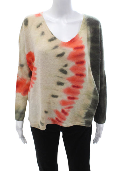 Notshy Unisex Beige 100% Cashmere V-Neck Pullover Sweater Long Sleeve Size S