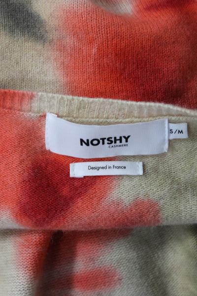 Notshy Unisex Beige 100% Cashmere V-Neck Pullover Sweater Long Sleeve Size S