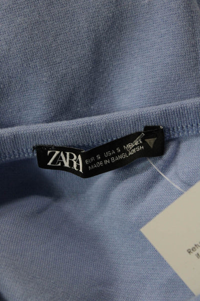 Zara Women Cropped Light Blue T-Shirt Short Sleeve 90s Size S