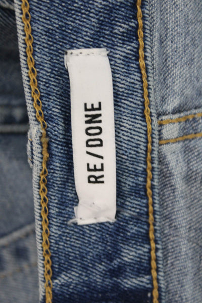 Re/Done Womens High Waist Ankle Cropped Blue Cotton Jeans Button Size 26