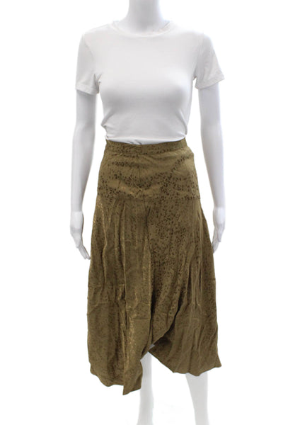 Zara Womens A-Line Peasant Skirt Brown Animal Print Viscose Size XL