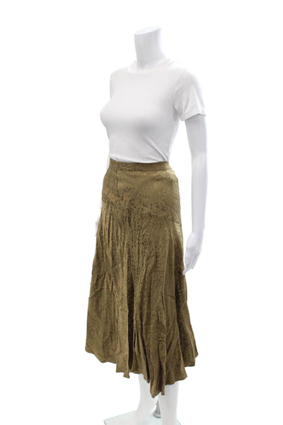 Zara Womens A-Line Peasant Skirt Brown Animal Print Viscose Size XL
