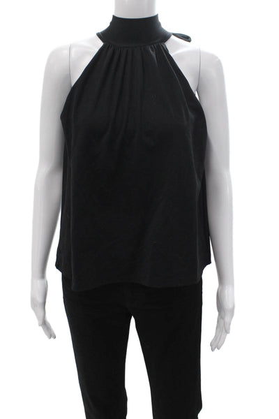 Susana Monaco Womens Sleeveless Mock Neck Tank Black Nylon Spandex Size XS