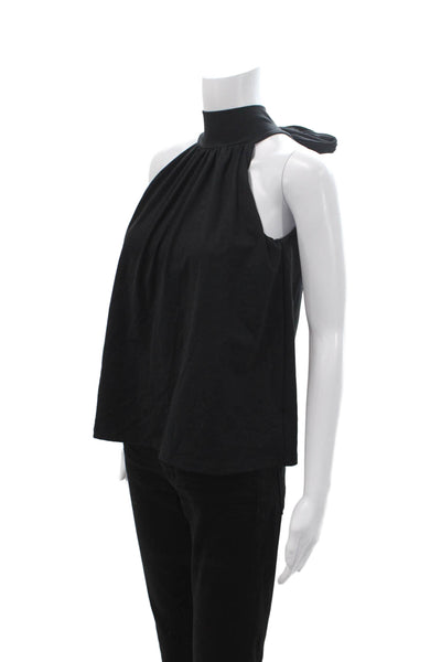 Susana Monaco Womens Sleeveless Mock Neck Tank Black Nylon Spandex Size XS