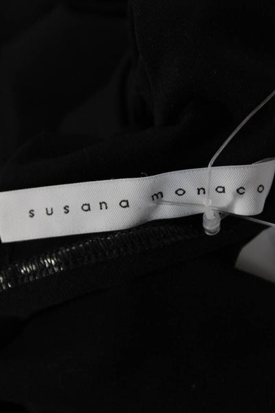 Susana Monaco Womens Sleeveless Mock Neck Tank Black Nylon Spandex Size XS