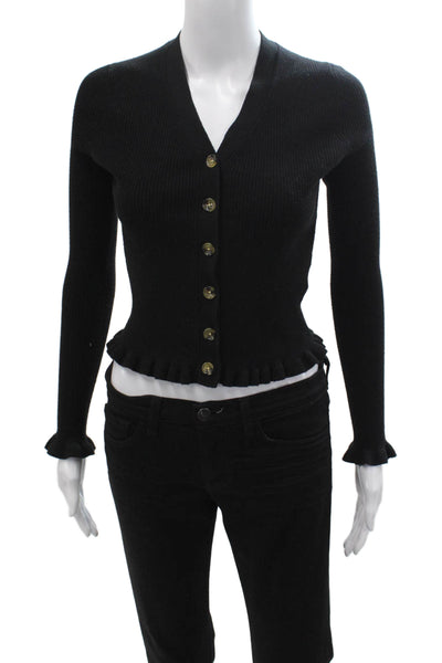 Whistles Unisex Cardigan Sweater Black V Neck Button Size XS