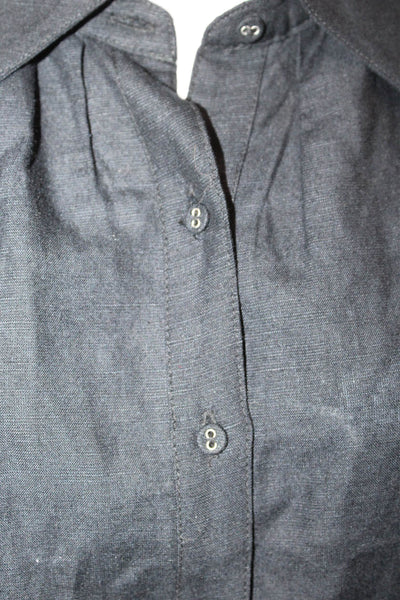 Antonio Melani Women Black Collared Button Up Blouse Short Sleeve Size XS