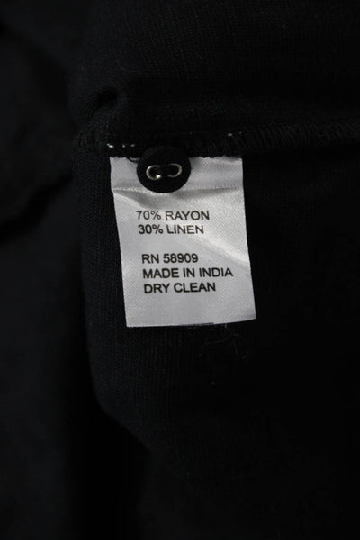 Antonio Melani Women Black Collared Button Up Blouse Short Sleeve Size XS