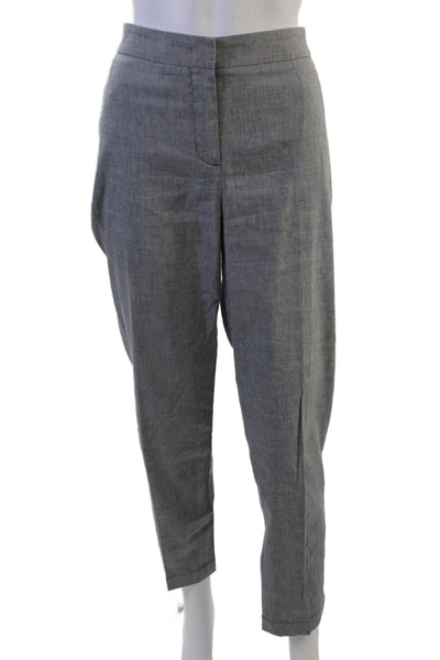 Lorena Antoniazzi Unisex Gray Linen Blend Ankle Dress Pants Hook & Eye Size 46