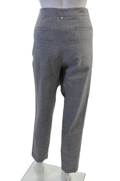 Lorena Antoniazzi Unisex Gray Linen Blend Ankle Dress Pants Hook & Eye Size 46