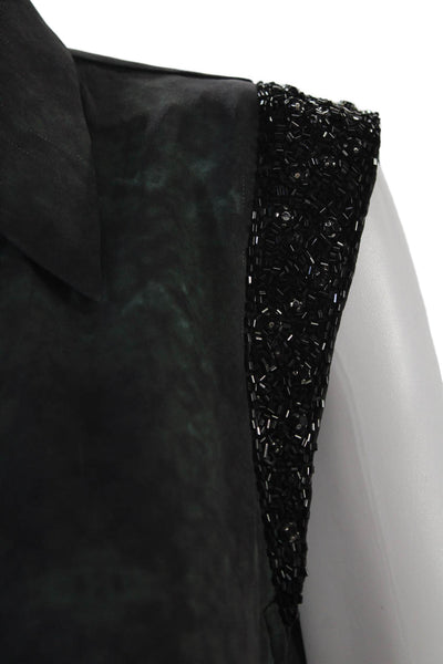 Haute Hippie Women Bohemian Silk Collared Sleeveless Button Blouse Size L