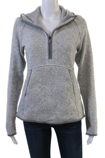 Lululemon Women Pullover Hoodie Gray Cotton Blend Zip High Neck Size 6
