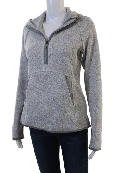 Lululemon Women Pullover Hoodie Gray Cotton Blend Zip High Neck Size 6