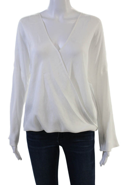 Vince Womens V-Neck Long Sleeve Solid Triacetate Blouse Size M
