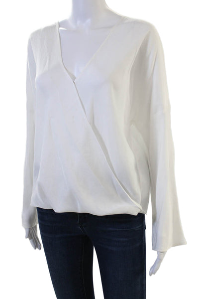 Vince Womens V-Neck Long Sleeve Solid Triacetate Blouse Size M