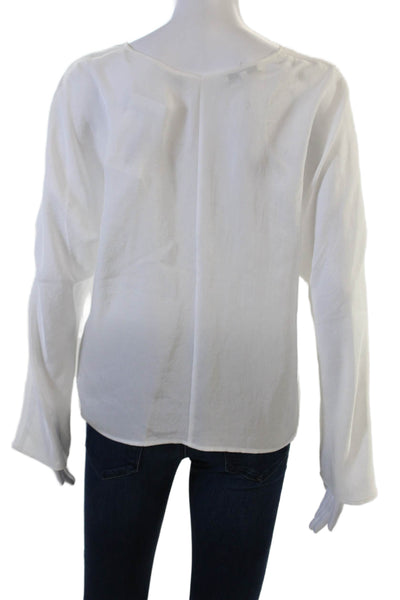 Vince Womens V-Neck Long Sleeve Solid Triacetate Blouse Size M