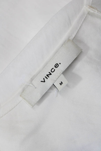 Vince Womens V-Neck Long Sleeve Solid Triacetate Blouse Size M