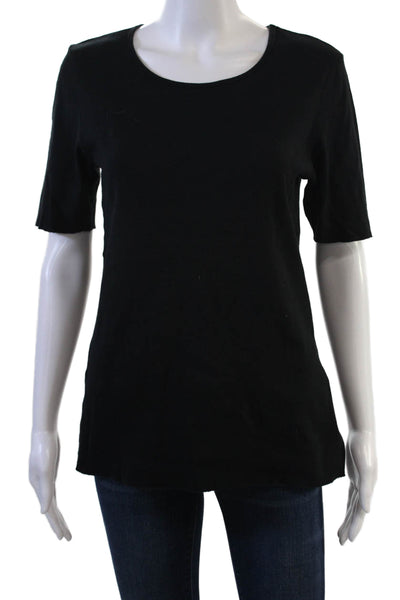 J Brand Womens Basic Black Cotton T-Shirt Short Sleeve Size M