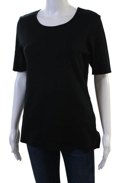 J Brand Womens Basic Black Cotton T-Shirt Short Sleeve Size M
