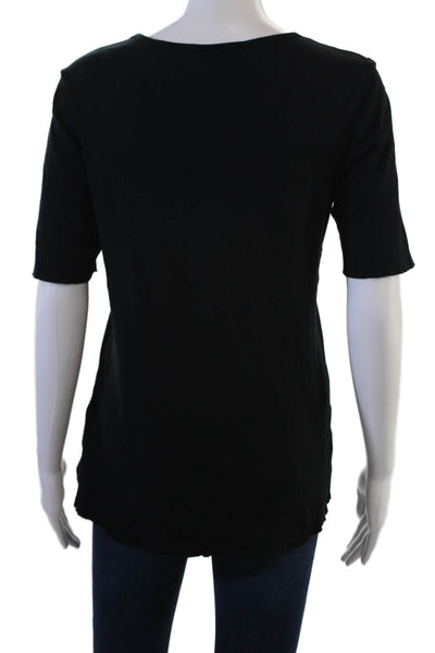 J Brand Womens Basic Black Cotton T-Shirt Short Sleeve Size M