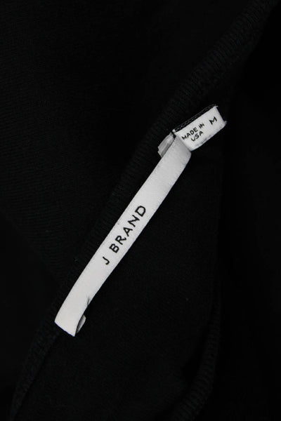 J Brand Women Basic Black Cotton Short Sleeve T-Shirt Round Neck Size M