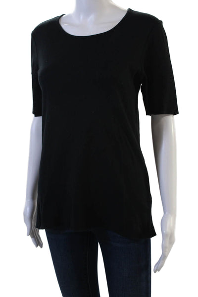 J Brand Women Basic Black Cotton T Shirt Round Neck Short Sleeve Size M