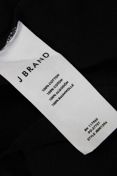 J Brand Women Basic Black Cotton T Shirt Round Neck Short Sleeve Size M