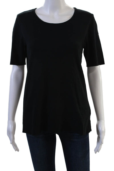 J Brand Womens Black Basic T-Shirt Short Sleeve Round Neck 100% Cotton Size M
