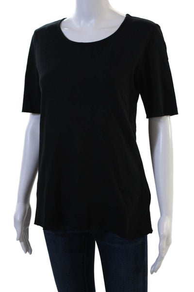 J Brand Womens Black Basic T-Shirt Short Sleeve Round Neck 100% Cotton Size M